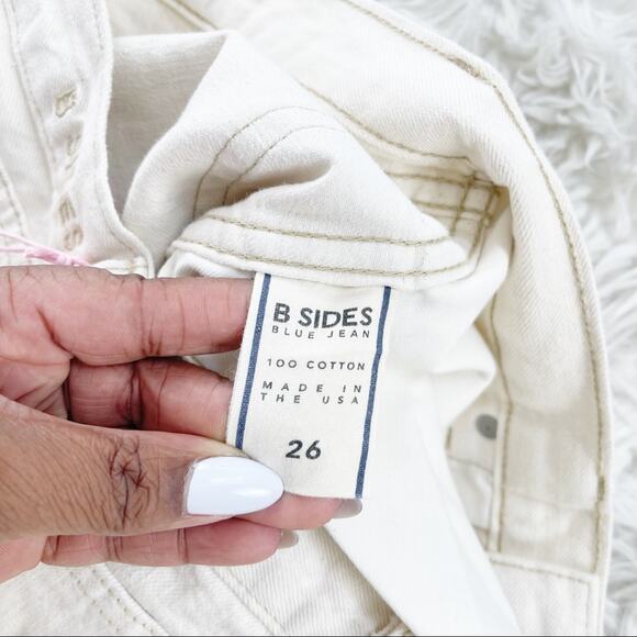 B Sides Women's Plein Cream Colored‎ A-Line Denim Cotton Skirt Size 26 - Picture 3 of 4